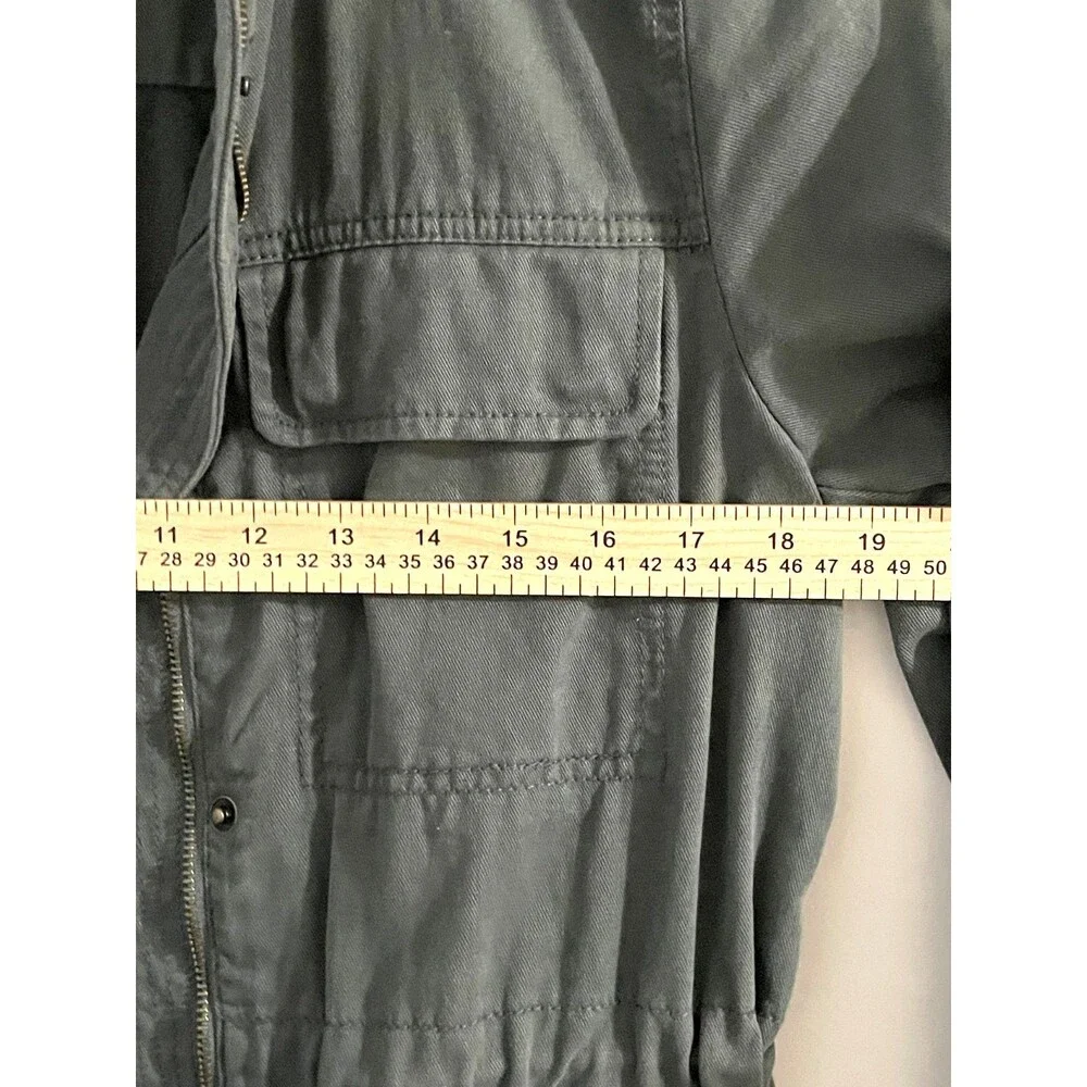 GAP Core Utility Jacket Military Anorak Full Zip Drawstring Waist Olive Green XS - Picture 10 of 15